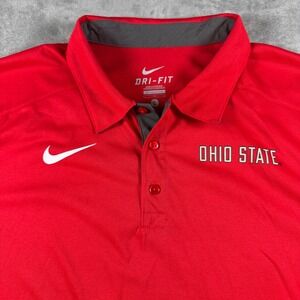 Nike Ohio State Buckeyes Dri-FIT Polo Shirt Mens Large Red Short Sleeve